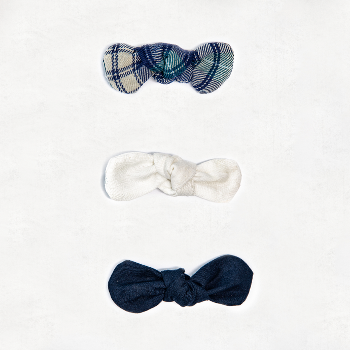 Small Hair Bows - 3 Pack Winter Mixed